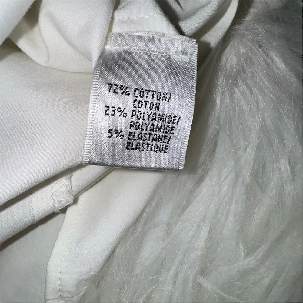 Vintage Lafayette 148 New York Tuxedo Pleated White Button-Up Blouse Size 8 - Picture 9 of 10